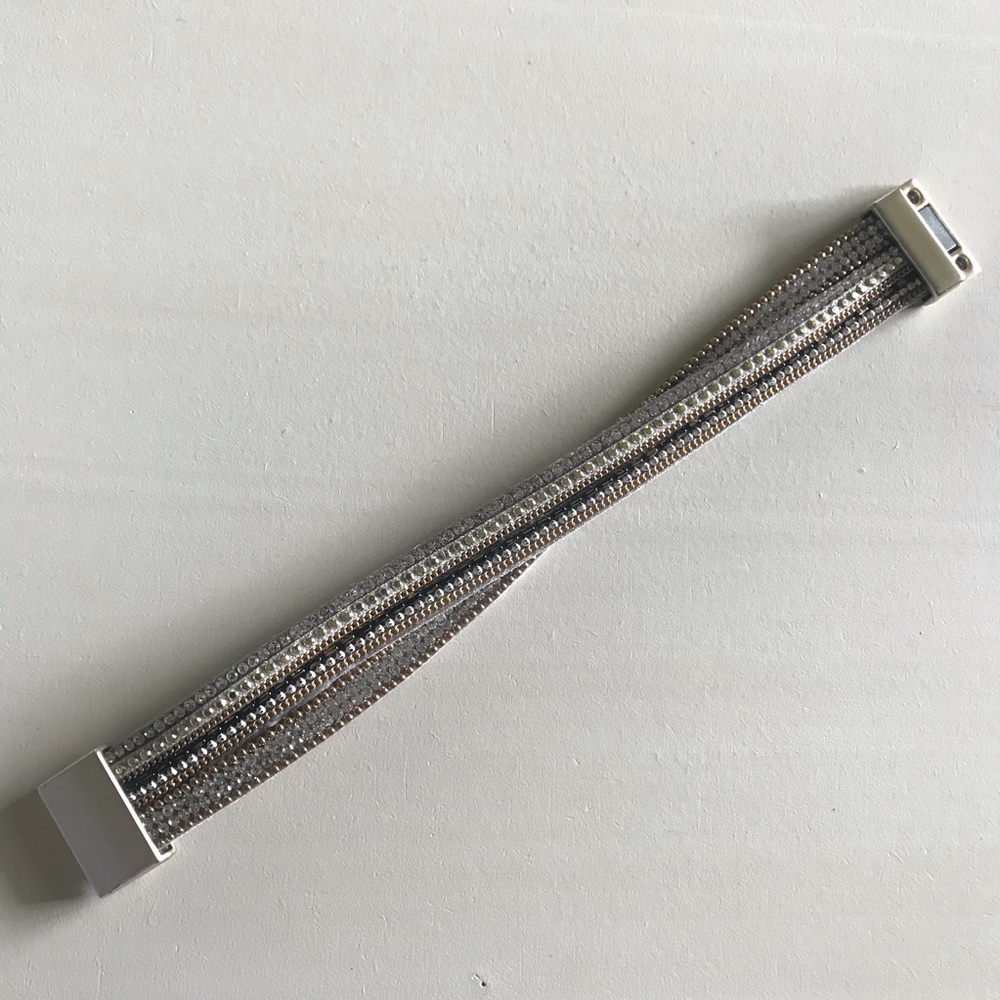 Suede, metallic bracelet